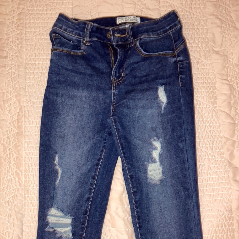 Blue ripped jeans